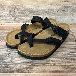 Cushionaire Luna Cork Footbed Sandal in Black New! C1